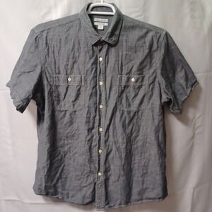 Amazon Essentials Shirt Mens XL Gray Chambray Short Sleeve Button Down Workwear
